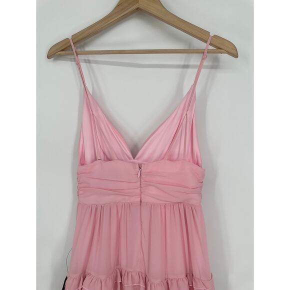 Lulus Lavish Perfection Ruffled Tiered Maxi Dress V-Neck Formal Gown, Light Pink - Picture 8 of 12